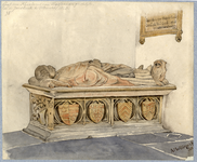 31130 Afbeelding van de graftombe van de proost Dirck van Wassenaer in de Janskerk te Utrecht.
